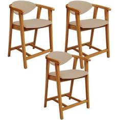 Imagem de Kit 03 Banquetas Baixa Para Cozinha Sala Jantar Bancada Cecília L02 Li