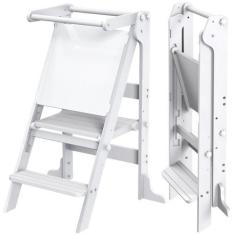 Imagem de Banqueta de cozinha SAUCE ZHAN Toddler Tower dobrável branca