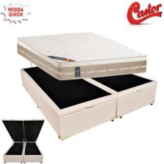 Imagem de Cama Box Baú Queen Sintético + Colchão Castor Premium Com Euro Pillow