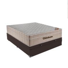 Imagem de Cama Box com Baú Viúvo Marrom e Colchão Ortobom Airtech SpringPocket