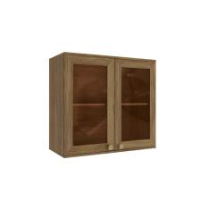 Imagem de Armário de Cozinha Modulado Curve N649 c/ 2 Portas de Vidro Reflecta 80cm - Nogueira - Kappesberg