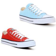 Imagem de Kit de 2 Pares de Tênis Unissex Kalum Authentic Star, Azulbb, Vermelho