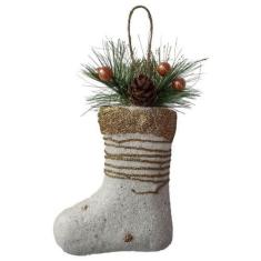 Imagem de Enfeite de Natal Meia Branca com Glitter 12cm - Extra Festas