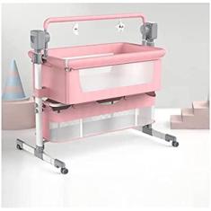 Imagem de Berço de balanço com cronometragem elétrica, balanços musicais para bebês, berço para bebê com controle remoto, cama de bebê dobrável com altura ajustável 3 em 1 com cesto de armazenamento,