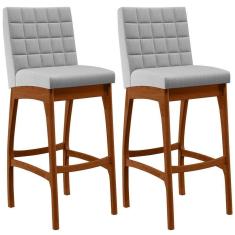 Imagem de Kit 02 Banquetas Altas Mila Linho Cinza
