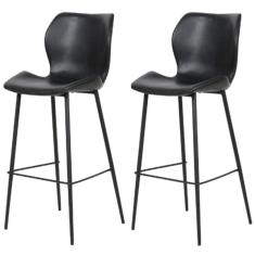 Imagem de Kit 2 Banquetas Altas Itajaí Rivattis Madeira Revestida Em Poliuretano (Pu) Preto Base Metal