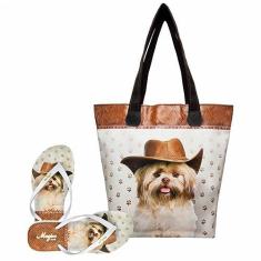 Imagem de Bolsa Com Chinelo Feminino Cachorro Com Chapéu Magicc Bolsa