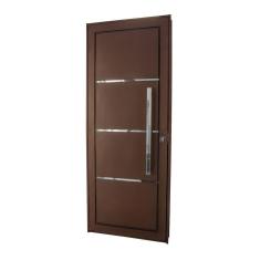 Imagem de Porta de Aço Social 215x84cm com Friso Ideal Crv Esquadrias Marrom