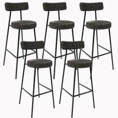 Imagem de Kit 05 Banquetas Altas Cozinha Sala De Jantar Estrutura Em Aço Milão F