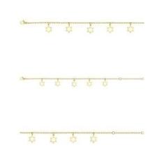 Imagem de Pulseira Aço GLAM Groumet Estrela de Davi 11x11mm 21cm Gold IPG