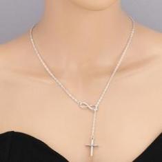 Imagem de Colar Feminino Símbolo Do Infinito Prateado Cruz