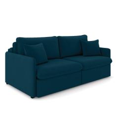 Imagem de Sofá Retrátil Reclinável 3 Lugares 194cm Maili Veludo Azul K01 - D`Rossi