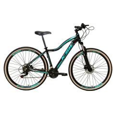 Imagem de Bicicleta Feminina Aro 29 Ksw Mwza Alumínio 27v Freio a Disco Mecânico Garfo com Suspensão - Preto/Azul