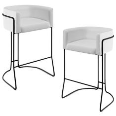 Imagem de Kit 02 Banquetas Fixas Preto Corano Branco C-12