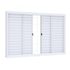 Imagem de Janela de Aço de Correr de Correr 100x150cm com Grade Quadrada Riobras Branco