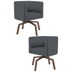 Imagem de Kit 2 Poltronas Decorativas Base Ka Madeira Betina C-03 Corano  - Domi