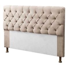 Imagem de Cabeceira Sofia 195 cm Cama Box King Quarto Estofado Decoração Montanaris Decor Suede Bege