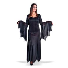 Imagem de Fantasia Bruxa Mortícia Adulto Família Addams Feiticeira Vestido Longo Morgana Cosplay Halloween Festa de Terror Noite Z