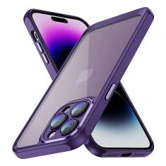 Imagem de Capa para iPhone 14 13 Pro Max 12 11 Capa de telefone à prova de choque transparente Matel Hybrid TPU acrílico para iPhone 13 14 12 Pro Bumper Shell, roxo escuro, para iPhone 14 ProMax