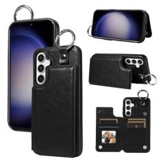 Imagem de Dibosom Capa carteira para Samsung Galaxy S24 Plus S24+ 5G com vários compartimentos para cartão de identificação de crédito, bolsa flip com fivela anel, suporte de couro PU, capa de telefone