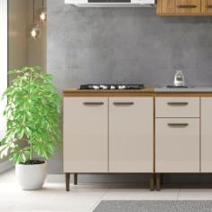 Imagem de Balcão de 80cm para Cozinha 2 Portas Bege/Marrom - Decibal