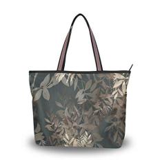 Imagem de Bolsa de ombro My Daily feminina abstrata com folhas de aquarela, Multi, Medium