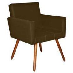Imagem de Poltrona Decorativa Pés Palito Vitoria Suede Marrom - Kasa Sofá