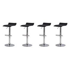 Imagem de Kit 4 Banquetas Tóquio Belo Horizonte Preta Base Giratória Altura Regulável Cozinha Bar Bancada