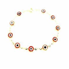 Imagem de Pulseira Olho Grego Turco Vermelho Mal Olhado Folheado