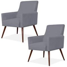 Imagem de Kit 02 Poltronas Decorativas Para Sala de Estar e Recepção Maria W01 Pés Palito Suede