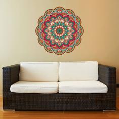Imagem de Adesivo de Parede para Sala Mandala Laranja