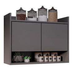 Imagem de Armário De Cozinha Aéreo 71cm 2 Portas 1 Nicho Ceci M24 Grafite - Mpozenato