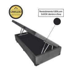 Imagem de Cama Box Baú Luxo Blindado Solteirão nk Camas Suede Cinza 49x96x203