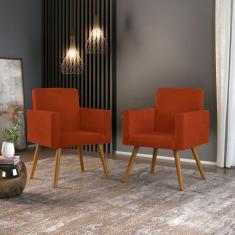 Imagem de Kit 2 Cadeiras Recepção Poltrona Escritório terracota