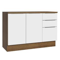 Imagem de Balcão de Pia Cozinha 2 Portas e 3 Gavetas (Com Tampo) Branco/Rustic Stella Madesa