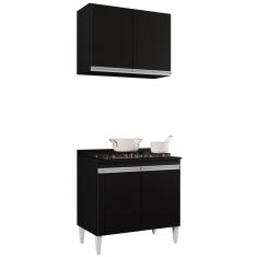 Imagem de Armário Aéreo Califórnia E Balcão Para Cooktop Flórida Preto - Lumil