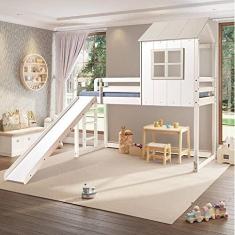 Imagem de Cama Alta Infantil Cabana Family com Escorregador Casatema Branco/off White