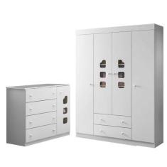 Imagem de Guarda Roupa E Cômoda Infantil Livia Branco - Phoenix - Phoenix Baby