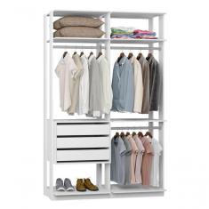 Imagem de Closet Guarda Roupa 3 Gavetas E 3 Cabideiros Linha Clothes Branco