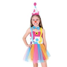 Imagem de Fantasia Palhacinha Infantil Carnaval Palhaça Gravata Chapéu