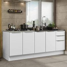 Imagem de Kit com 2 Balcões de Cozinha Madesa Lux 4 Portas 3 Gavetas (sem Tampo e Pia) - Branco/branco Veludo