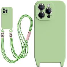 Imagem de Goodon Capa de silicone para iPhone 14 Pro com cordão de pescoço com alças transversais - Proteção aprimorada da câmera - Capa protetora para celular macia e à prova de choque de 6,1 polegadas para
