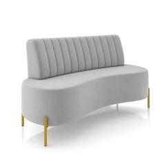 Imagem de Sofá 2 Lugares Living 160cm Pé Ferro Dourado Maraú Veludo Cinza K01 - D`Rossi