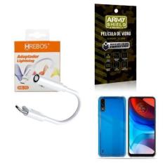 Imagem de Capinha Motorola E7power + Adaptador P2 Para Tipo C + Película 3D - Ar