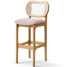 Imagem de Banqueta Alta Para Cozinha Bancada Sala Tela Betta Fixa L02 Suede Rosê - Lyam