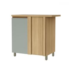 Imagem de Balcão de Cozinha de Canto Rainha 1 Porta 1 Prateleira 100% Mdf Natural/Verde - Nesher