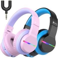 Imagem de Fones de ouvido Bluetooth iClever BTH12 Kids, pacote com 2 luzes LED