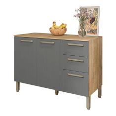 Imagem de Balcão Gabinete Para Cozinha 2 Portas E 3 Gavetas Tati Freijó-grafite - Pallazio