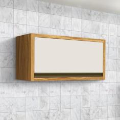 Imagem de Armário Aéreo de Cozinha 80cm 1 Porta Basculante 100% Mdf Barbados Espresso Móveis Amêndoa/Off White