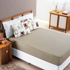 Imagem de Jogo De Lençol Grace Solteiro 2 Peças Malha 100% Algodão Avelã